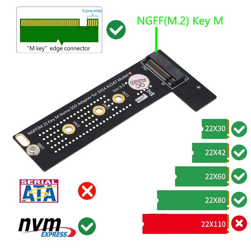Mustpoint PCI-E x4 x2 M.2 NGFF M-Key NVME AHCI SSD Converter Card Adapter Raiser for MacBook Mini A1347 2014 MEGEN2 MEGEM2 MEGEQ2 NVME SSD - Image 5